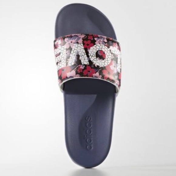 flower adidas slides